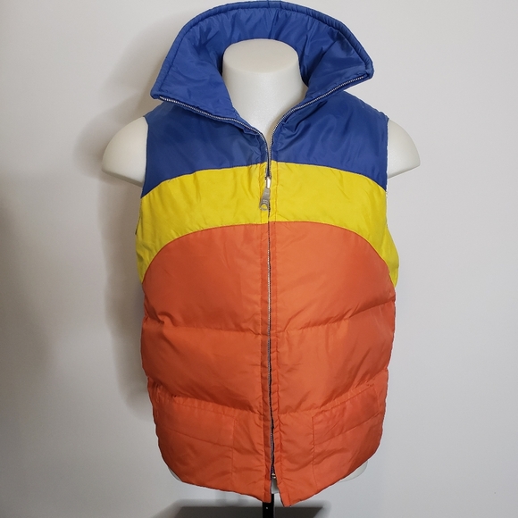 Vintage 80's Montgomery Ward Duck Down Reversible Multicolor Vest Size Medium - Picture 4 of 14